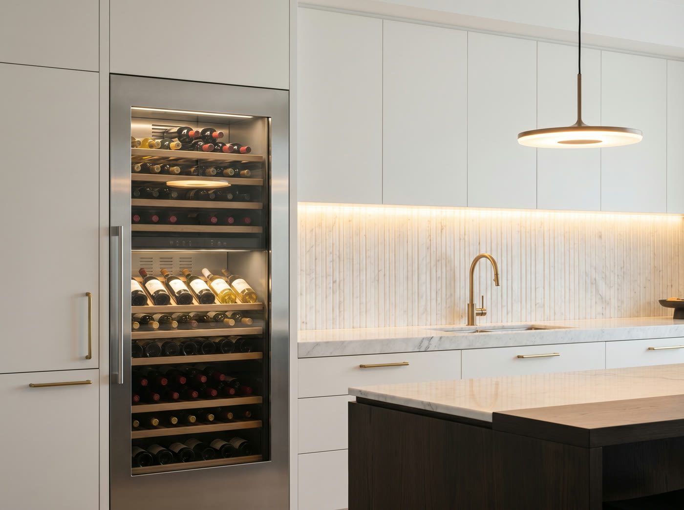 A wine storage unit in a luxury kitchen